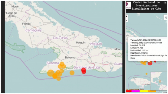 Sismo sacude el oriente de Cuba, se reporta magnitud de 6.1 en la escala de Richter